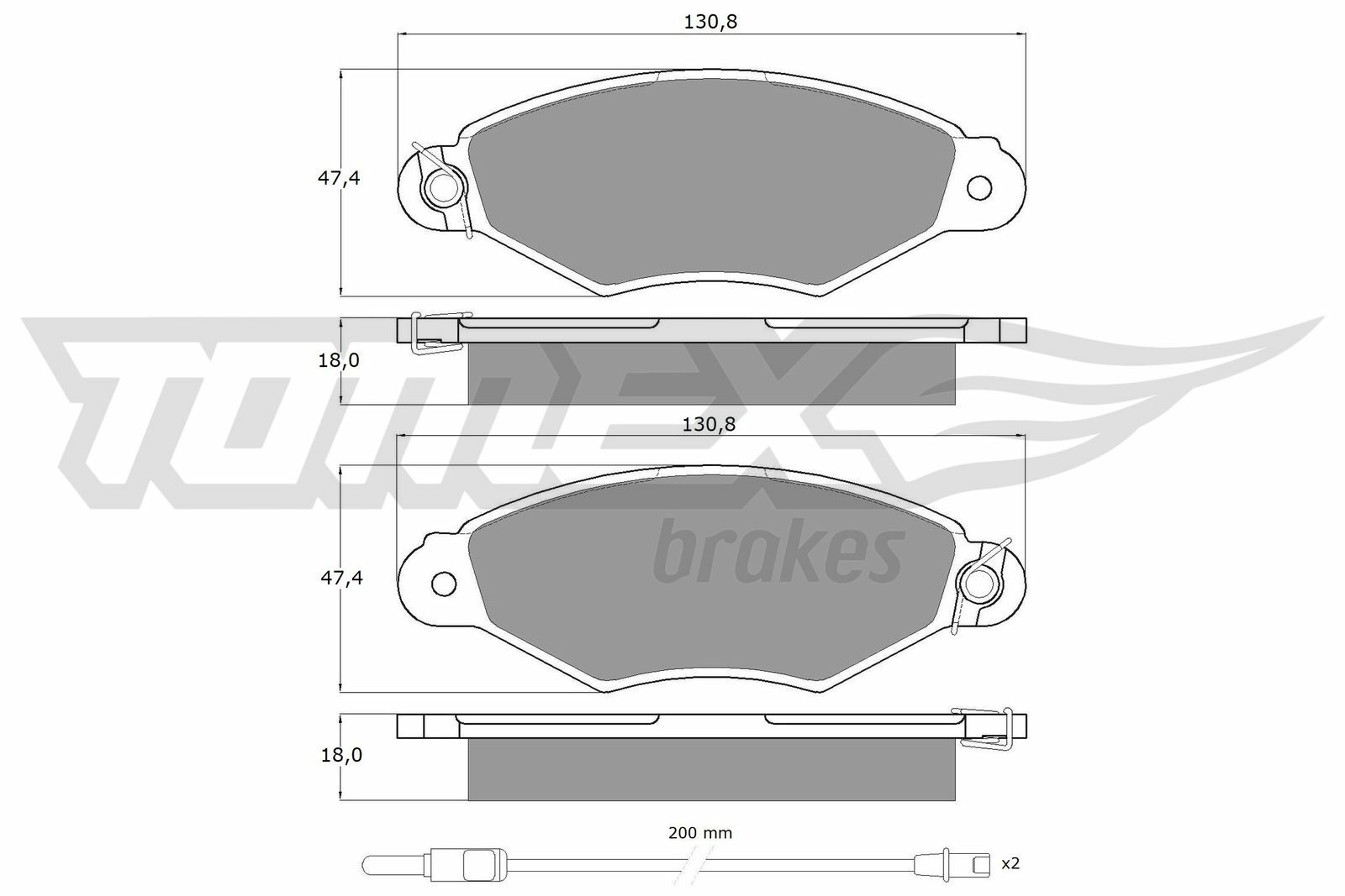 Sada brzdových destiček, kotoučová brzda TOMEX Brakes